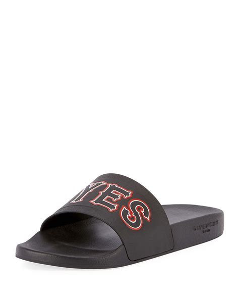 Givenchy Real Eyes Pool Slide Sandal, Black/Red 